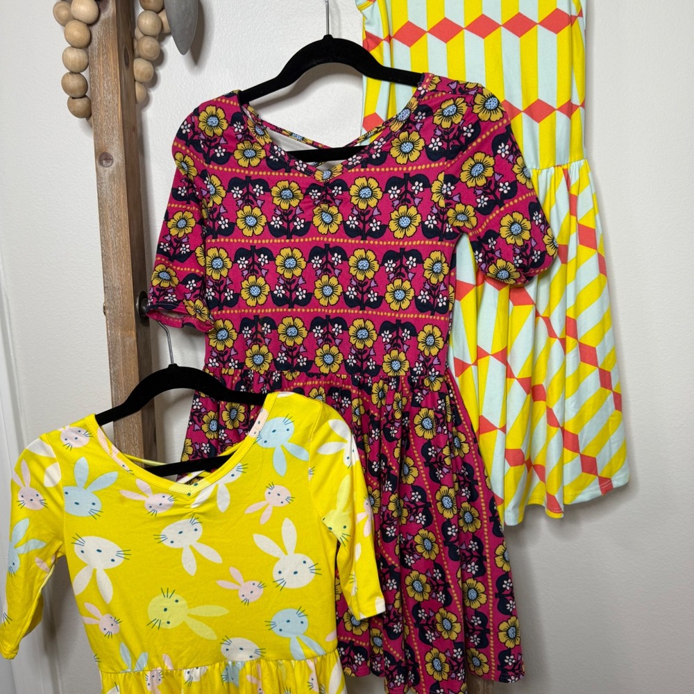 Dot Dot Smile Girls 3 Piece Dress Bundle Easter Bunny Floral Geometric Size 5-6 - Picture 3 of 10